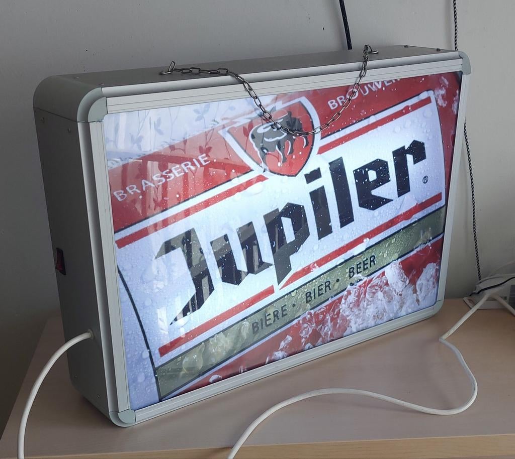 Jupiler enseigne lumineuse double face, Collections, Marques & Objets publicitaires, Enlèvement ou Envoi, Comme neuf, Table lumineuse ou lampe (néon)