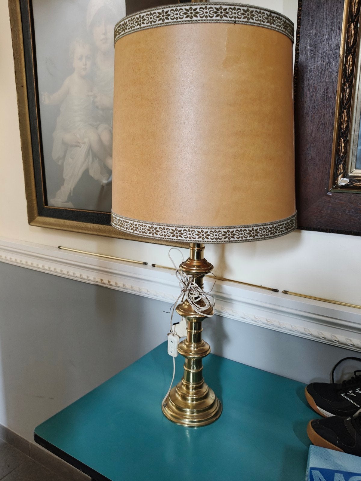 schemerlamp met gouden Messing voet, Huis en Inrichting, Ophalen of Verzenden