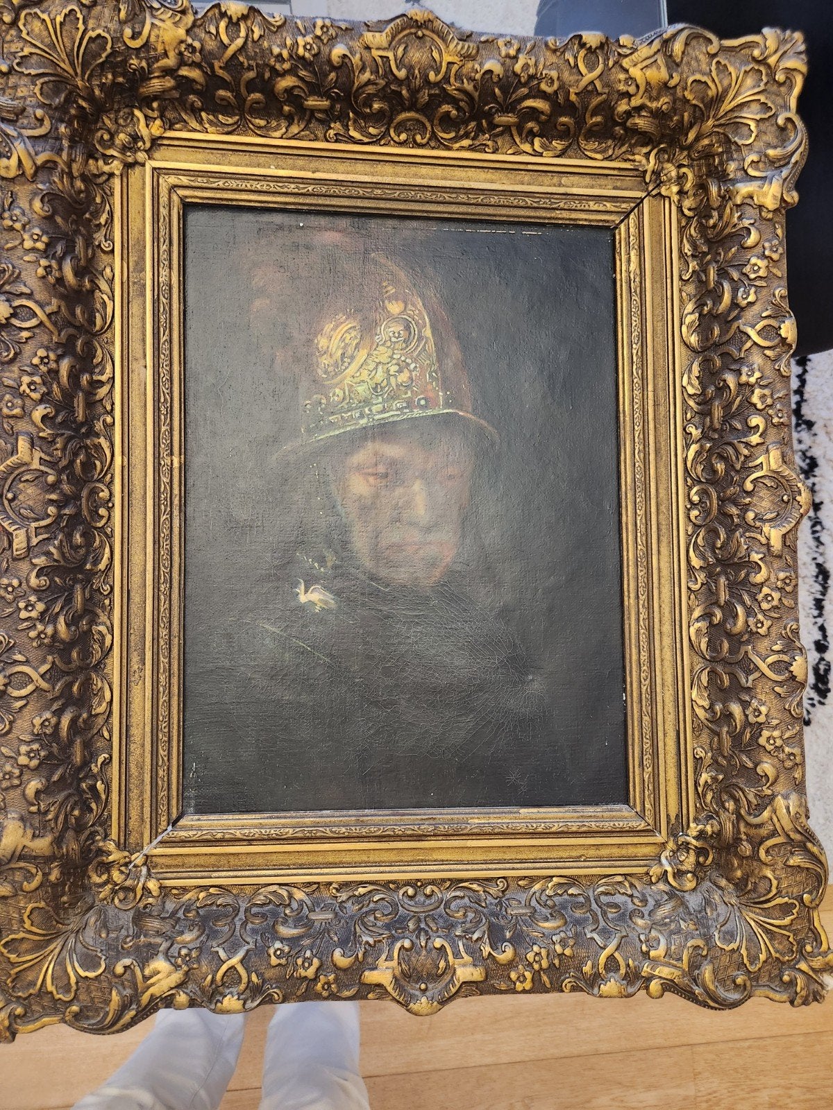 Antiek olieverfschilderij - "De man met de gouden helm" - Na, Antiek en Kunst, Kunst | Schilderijen | Klassiek, Olieverf, Doek
