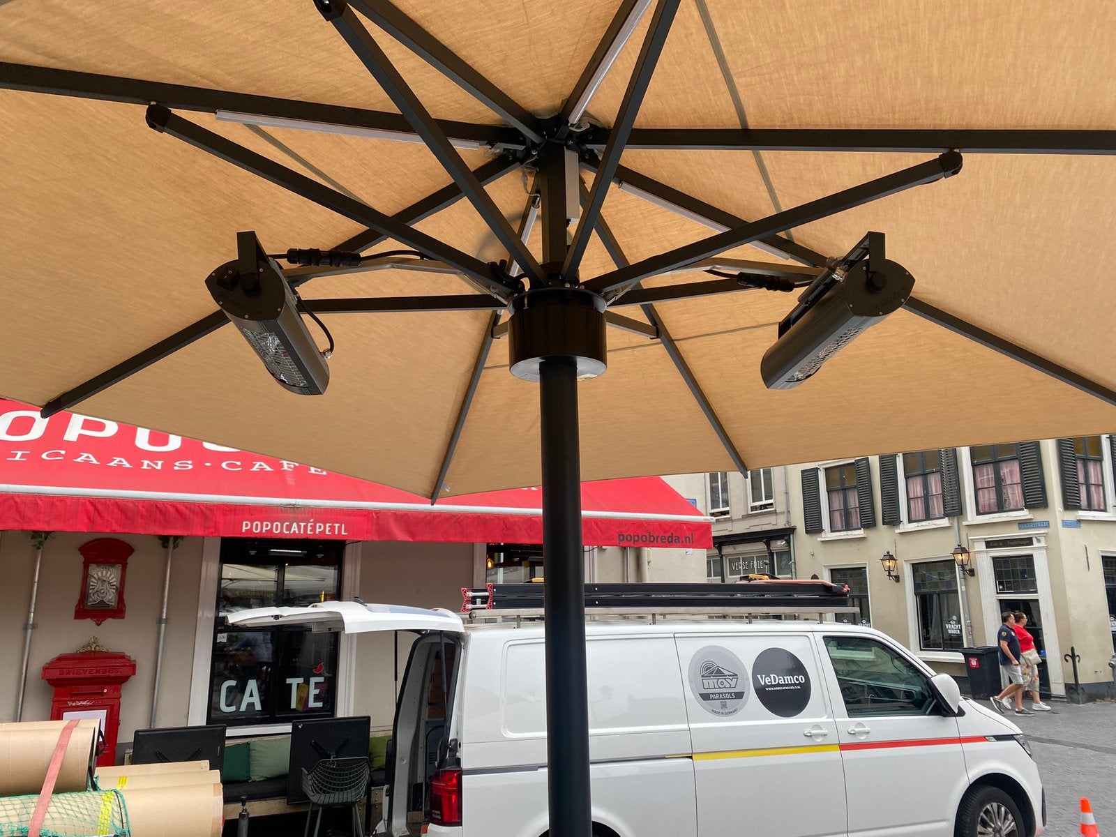 Winter terras parasols, Ophalen of Verzenden, Zo goed als nieuw