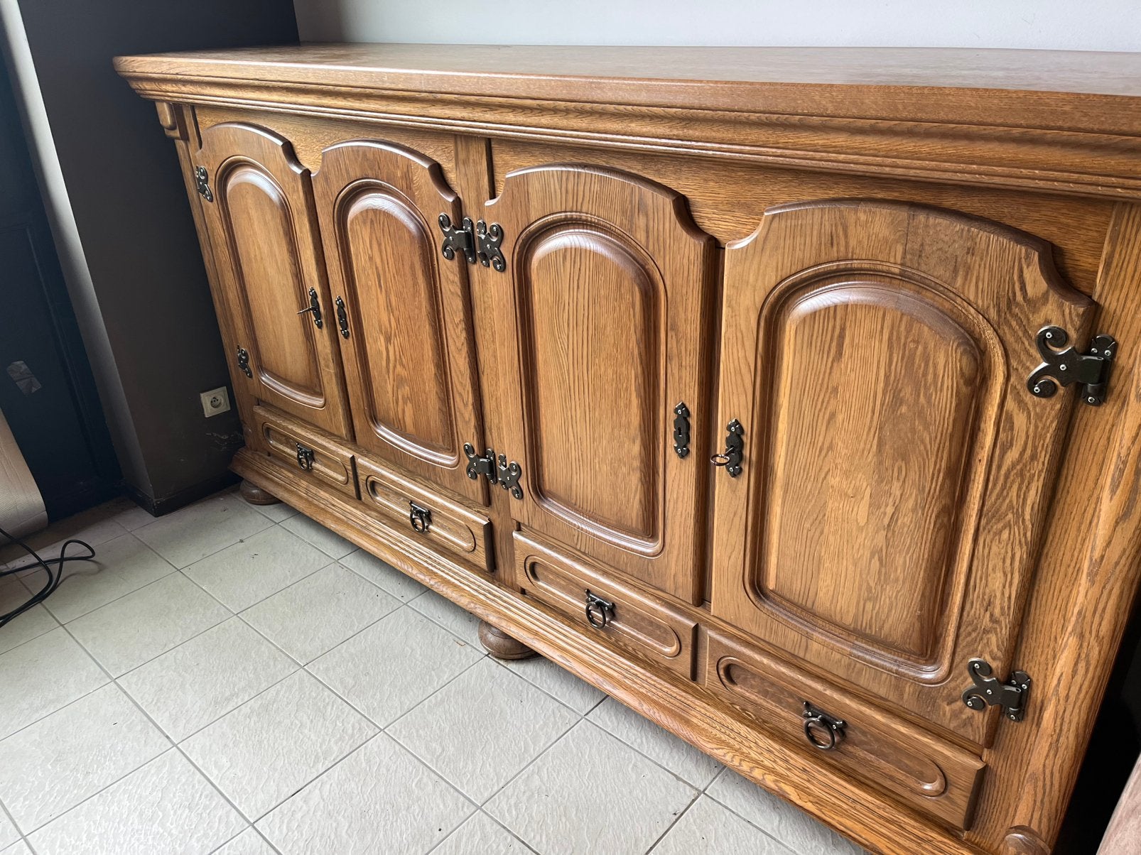 Eikenhouten dressoir, Huis en Inrichting, Ophalen, Gebruikt, Eikenhout, Met lade(s)