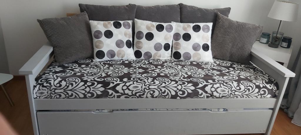 Lit gigogne, Maison & Meubles, Chambre à coucher | Lits, Comme neuf, Deux personnes, 90 cm, 190 cm ou moins, Bois, Gris, Réglable