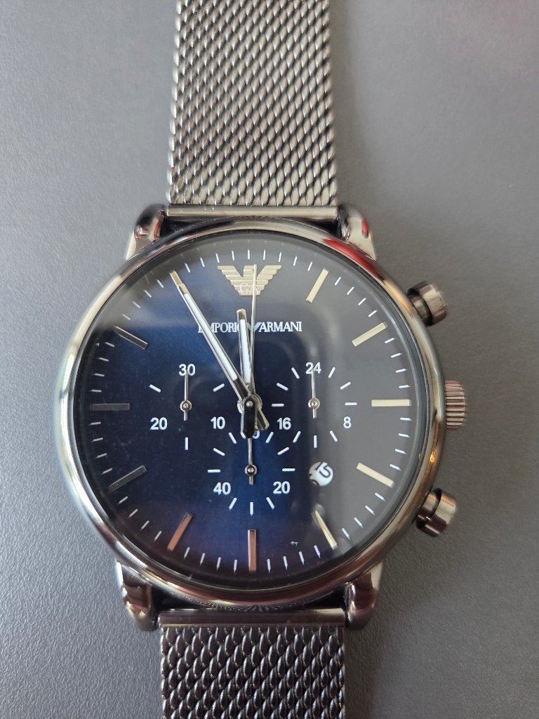 Emporio Armani Luigi AR1979 - Parfait état et boîte, Montre-bracelet, Autres marques, Enlèvement ou Envoi, Acier