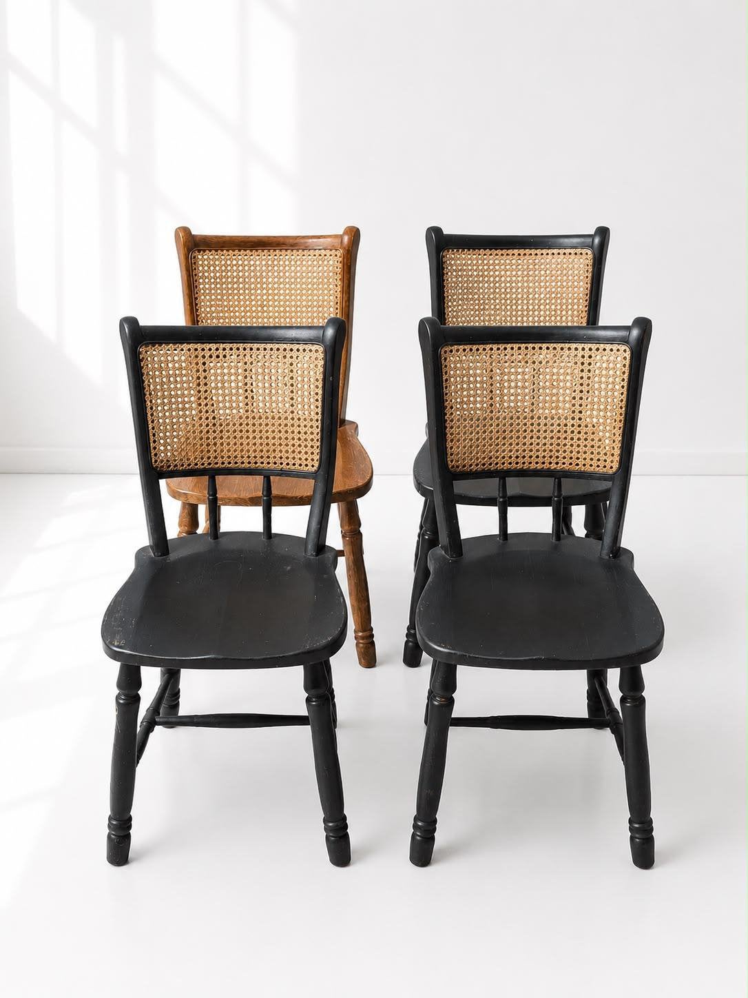 Vintage eetkamerstoelen (4), Maison & Meubles, Enlèvement, Comme neuf, Bois
