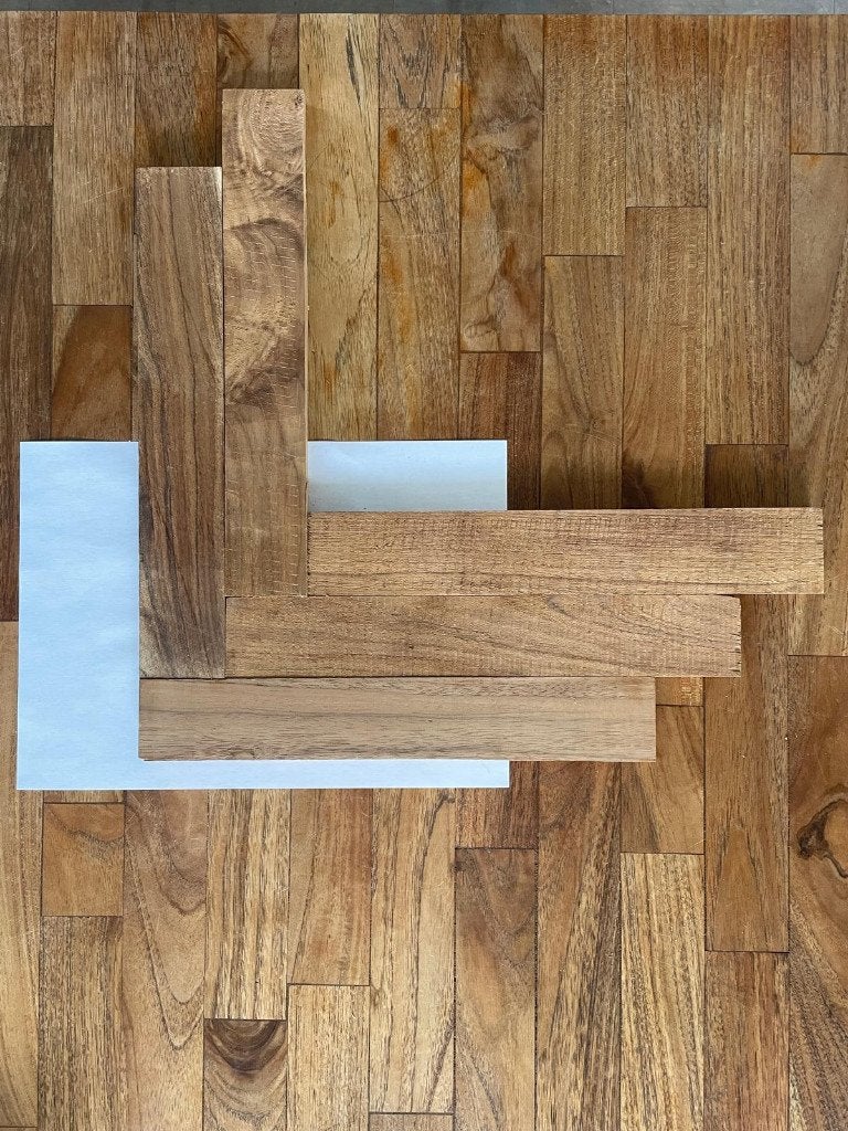 Massief Teakhout Tapis parket -- ruim 60 m2, 30x5x1,6 cm, Doe-het-zelf en Bouw, Gebruikt, Minder dan 50 cm, 10 m² of meer, Hout