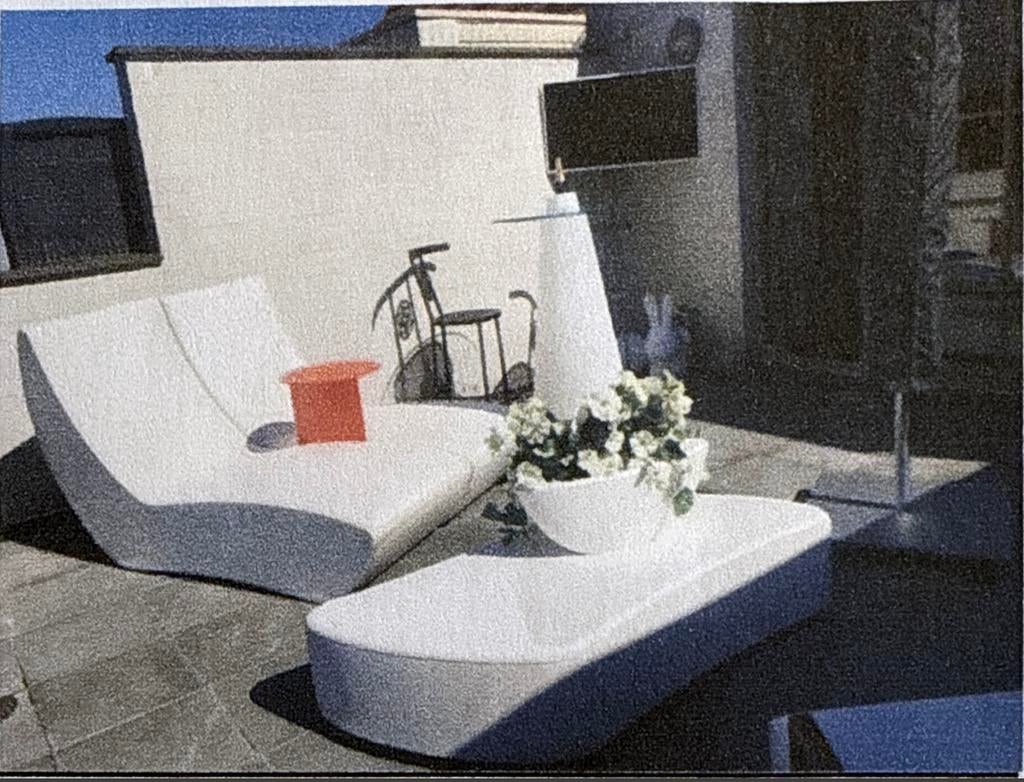 EGO PARIS 2X Ligzetels met poef en witte overwinterhoes, Tuin en Terras, Ophalen, Zo goed als nieuw, Loungeset