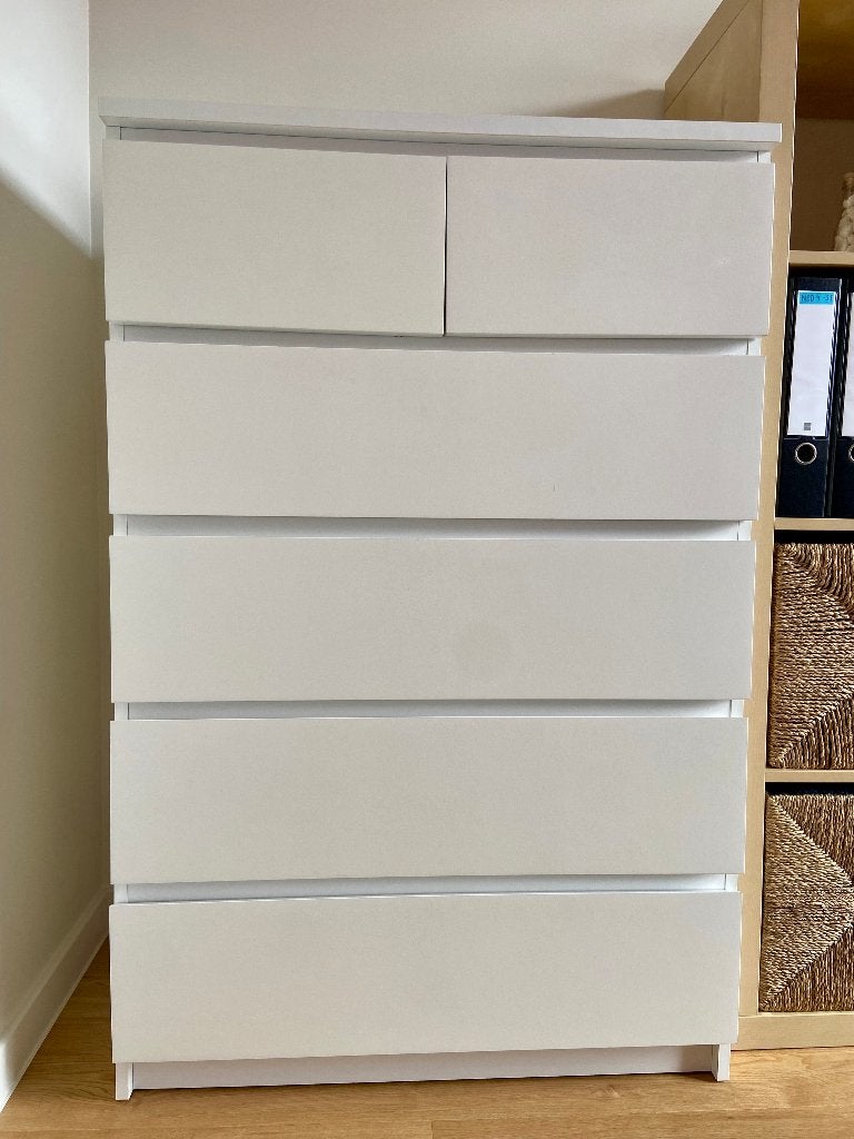 Ikea Malm commode/ladenkast 6 laden wit, Maison & Meubles, Armoires | Commodes, 25 à 50 cm, 5 tiroirs ou plus, Enlèvement, Utilisé