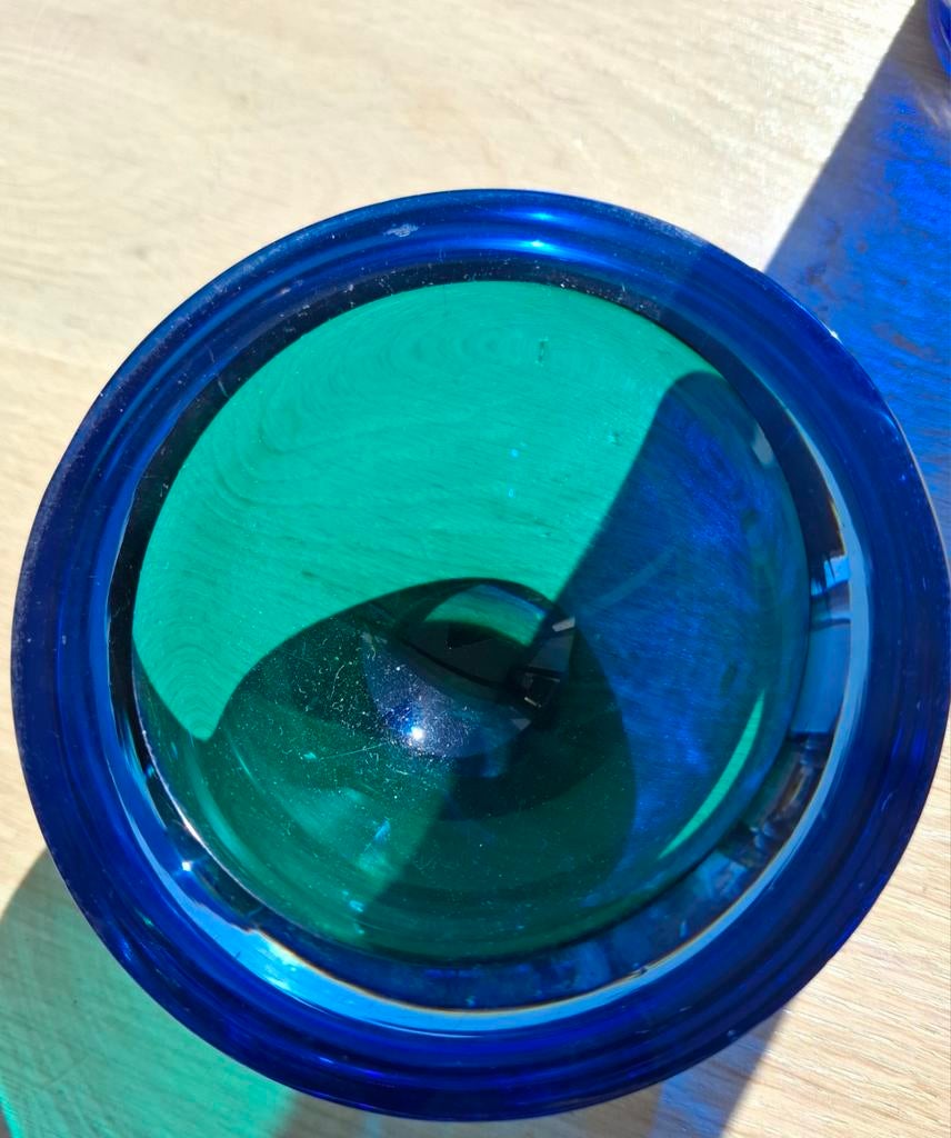 Murano Geode blue green, Ophalen of Verzenden