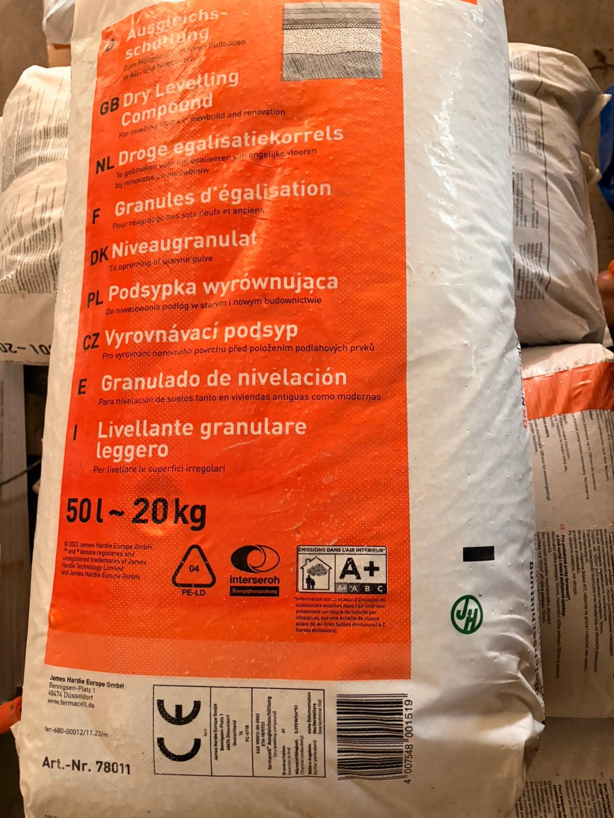 FERMACELL DROGE EGALISATIEKORRELS 50L / 20KG, Doe-het-zelf en Bouw, Isolatie en Afdichting, Ophalen, Zo goed als nieuw