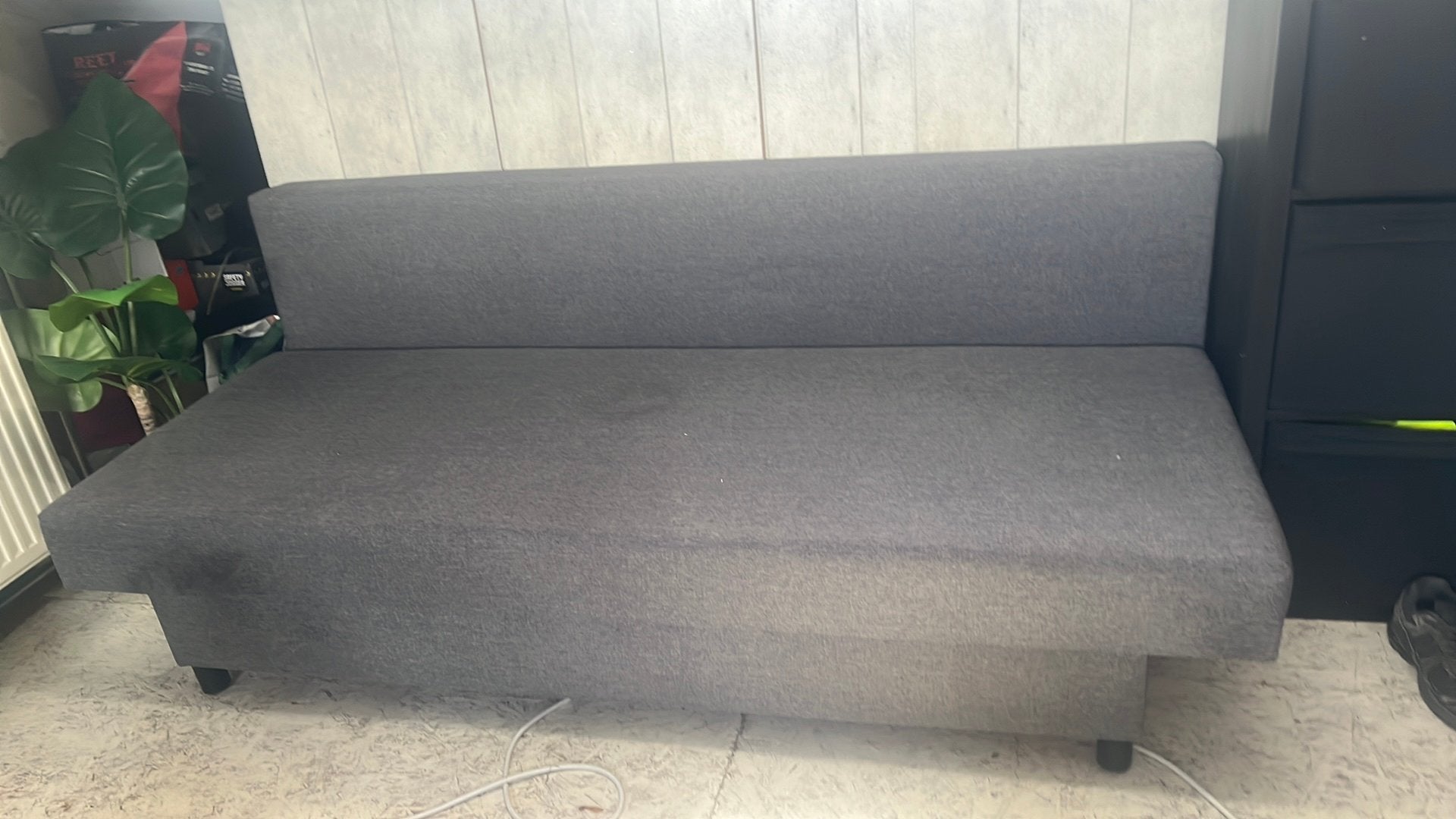 Logeerbed 1 a 2 pers 180 cm lang, Huis en Inrichting, Slaapkamer | Slaapbanken, Ophalen, Gebruikt, Twijfelaar, Grijs