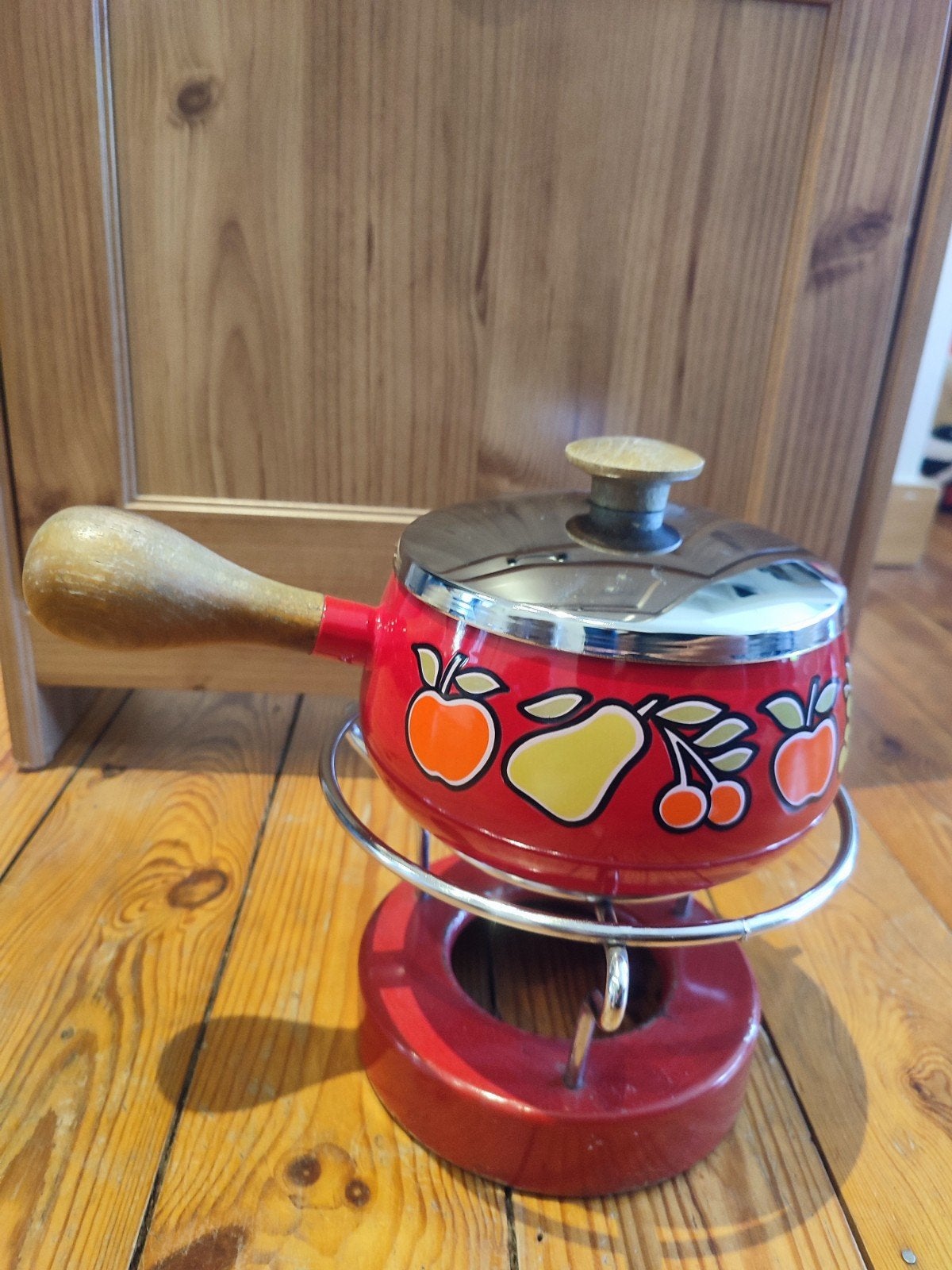 Petit caquelon à fondue vintage avec réchaud, Enlèvement, Métal, Vintage