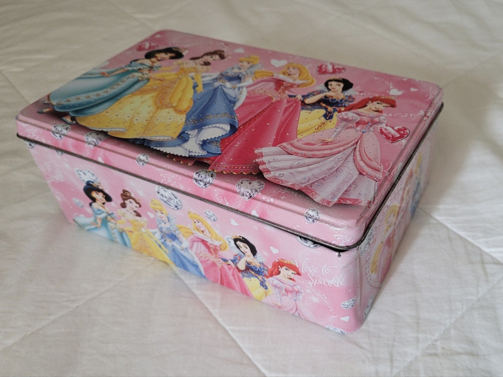 Opslagdoosje met disney prinsessen op, Ophalen of Verzenden, Assepoester of Belle, Gebruikt, Tas, Koffer of Zak