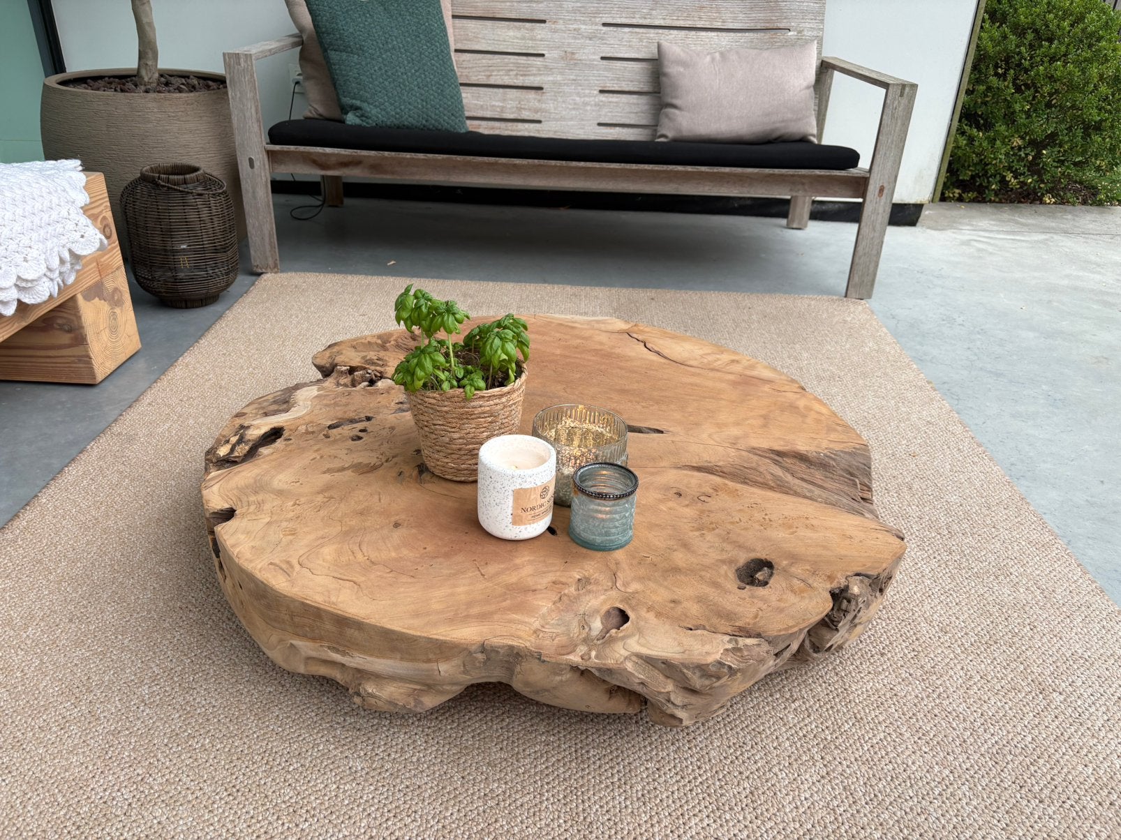 Boomstam tafel, Ophalen, 50 tot 100 cm, 50 tot 100 cm, Zo goed als nieuw