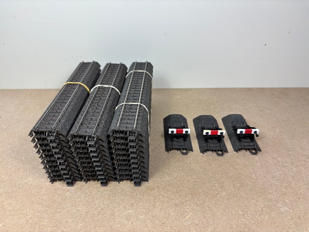 Märklin H0 – 24188/24977 – 30 Rails droits avec butoirs, Enlèvement ou Envoi, Courant alternatif, Rails, Comme neuf