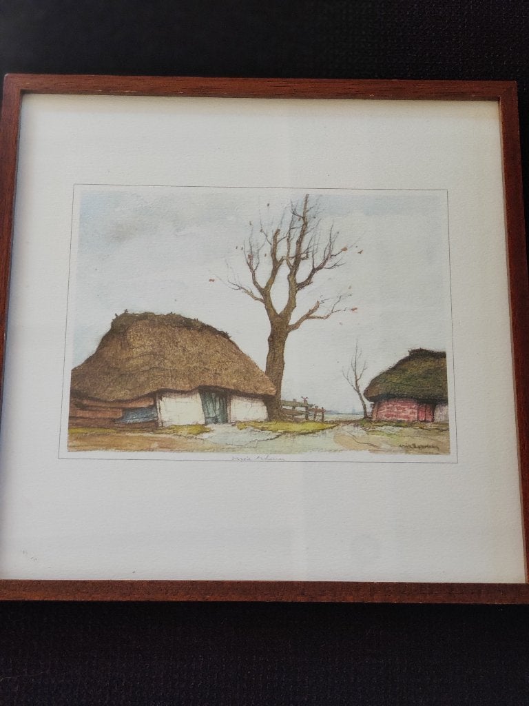 ets - oude hoeve, Eau-forte, 30 cm, Enlèvement, Signé