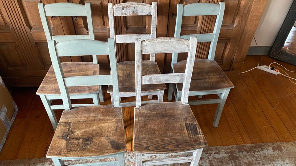 5 chaises rénovées, Maison & Meubles, Chaises, Comme neuf, Enlèvement, Cinq, Six Chaises ou plus, Classique vintage