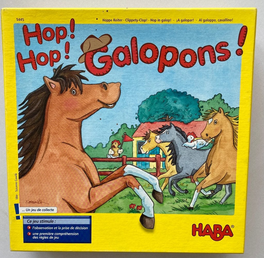 Haba-spel: HOP! HOP! LATEN WE GALOPPEREN!, Ophalen of Verzenden, Gebruikt