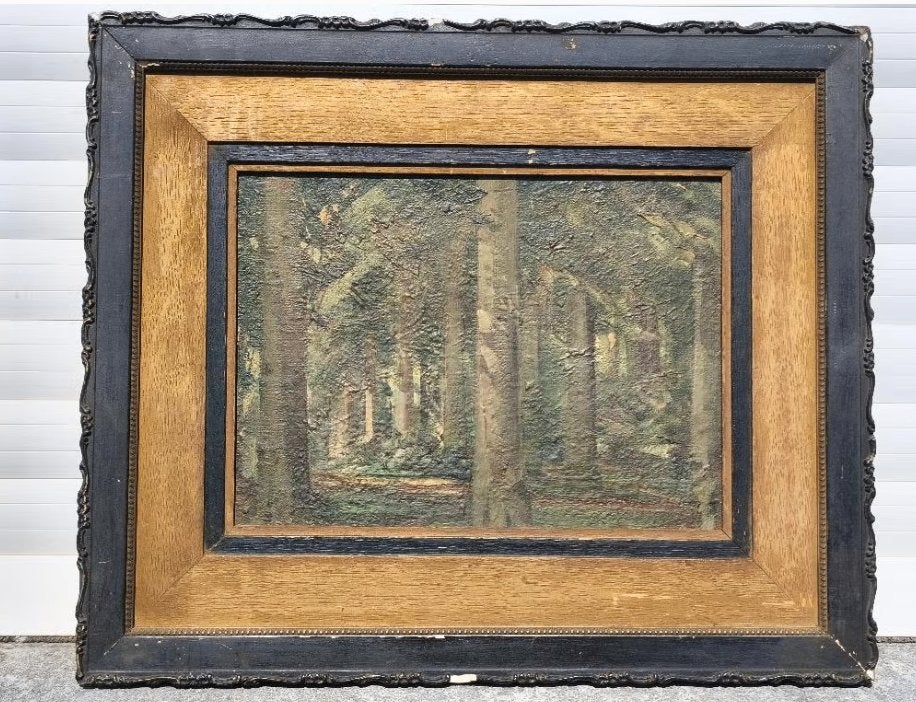 huile sur panneau sous bois monograme e d, Antiquités & Art, Enlèvement ou Envoi, Panneau