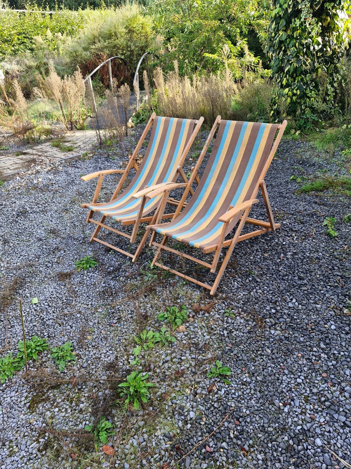 2 vintage strandstoelen, Tuin en Terras, Ophalen