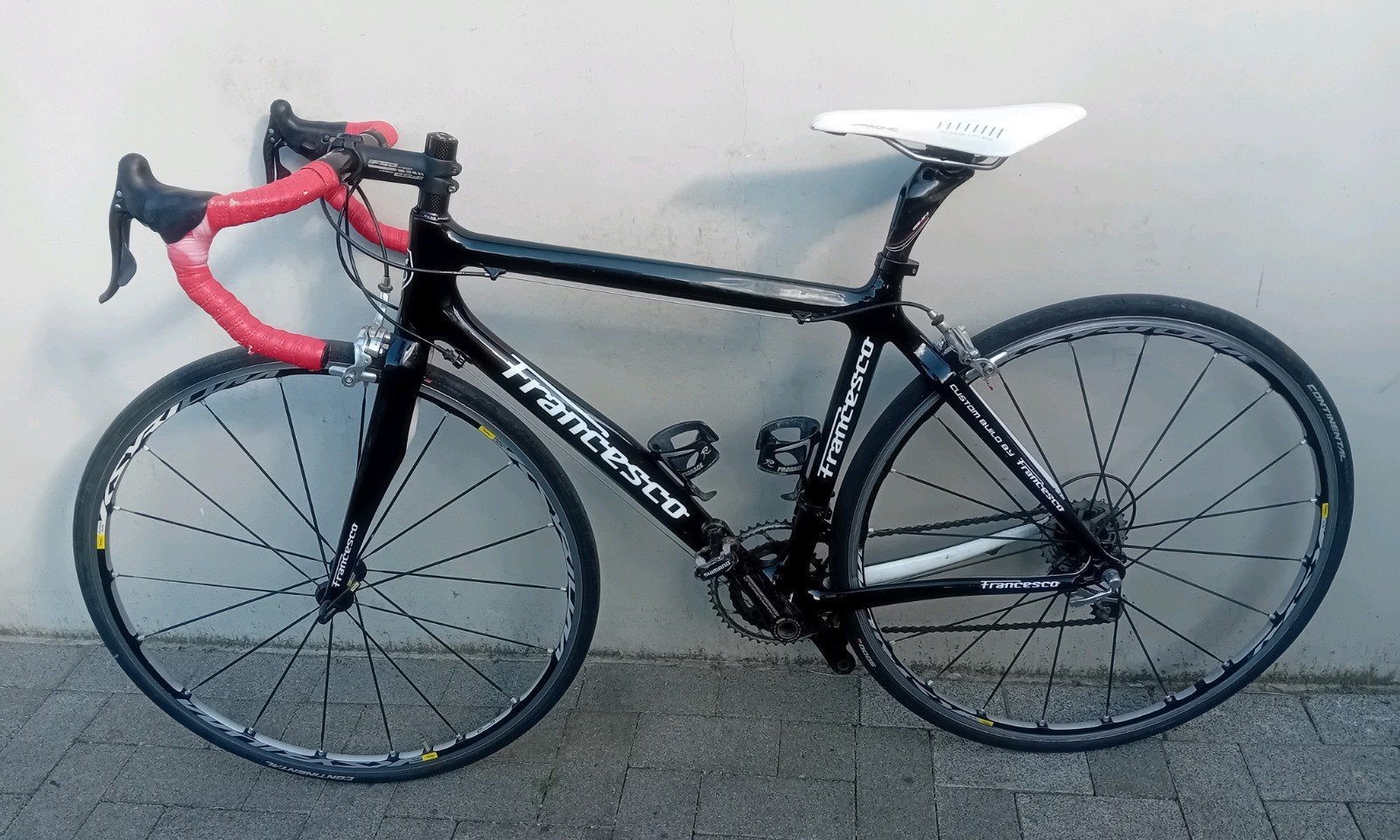 Racefiets carbon Francesco 28inch Compagnolo maat 49 Small🚴, 28 inch, Gebruikt, Velgrem, 49 tot 53 cm