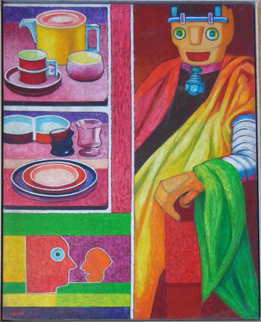 JOAN MARTI / INQUISITEUR / OLIEVERF DOEK / 102x82cm / KADER, Antiquités & Art, Enlèvement, Signé, Peinture à l'huile