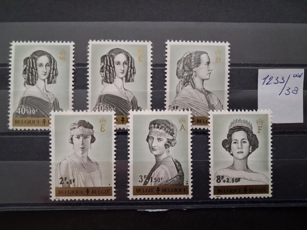 België: 1233/38** Koninginnen van België 1962, Postzegels en Munten, Verzenden, Orginele gom, Kunst, Zonder stempel