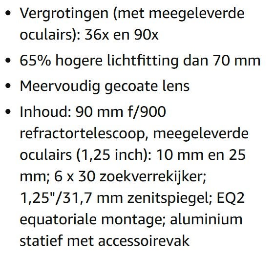 Telescoop Sky-Watcher Evostar D90 F900, Audio, Tv en Foto, Optische apparatuur | Telescopen, Ophalen, Lenzentelescoop (refractor)
