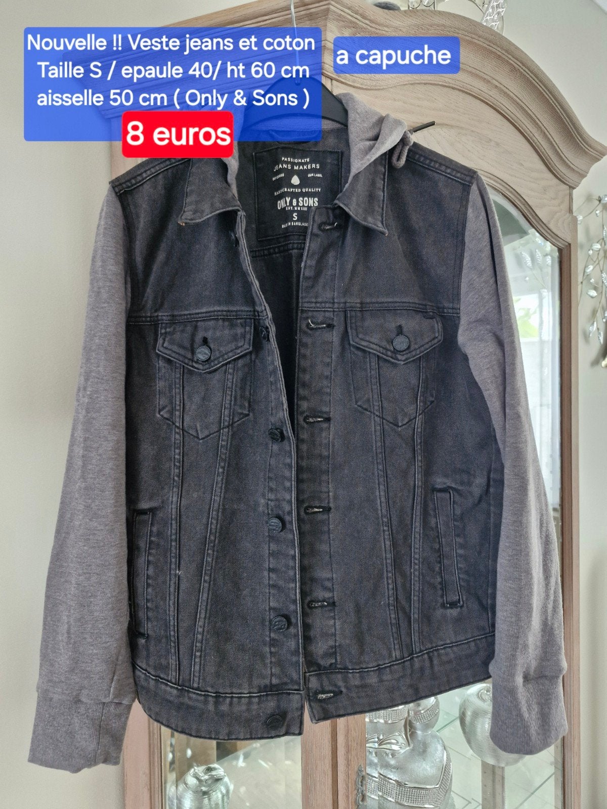 veste bi matiere a capuche  gris et noir T -S ( Only & Sons), Vêtements | Femmes, Enlèvement ou Envoi, Gris