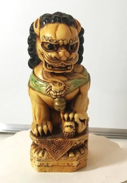 Lion du temple Foo Dog os antique 😍😎💎👌, Statue, Enlèvement ou Envoi, Émaillé, Asie
