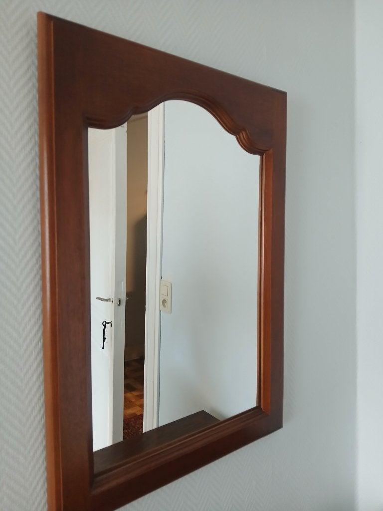 Miroir avec encadrement bois massif merisier, Enlèvement, Rectangulaire, 50 à 100 cm, Moins de 100 cm