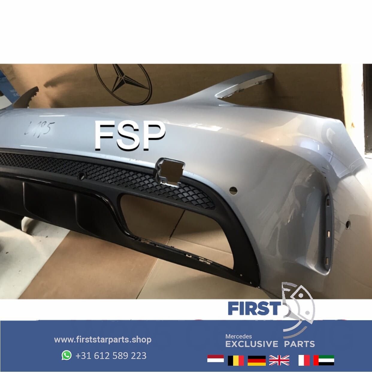 W205 C63 AMG ACHTERBUMPER + DIFFUSER ZWART ORIGINEEL Mercede, Arrière, Utilisé, -, -