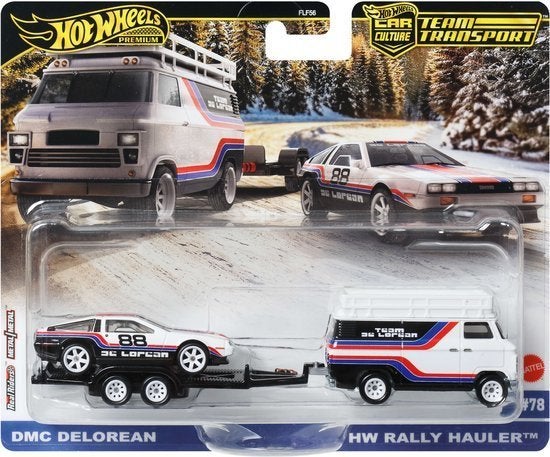 Hot Wheels DMC Delorean et HW Rally Hauler, Enlèvement ou Envoi, Neuf, Voiture