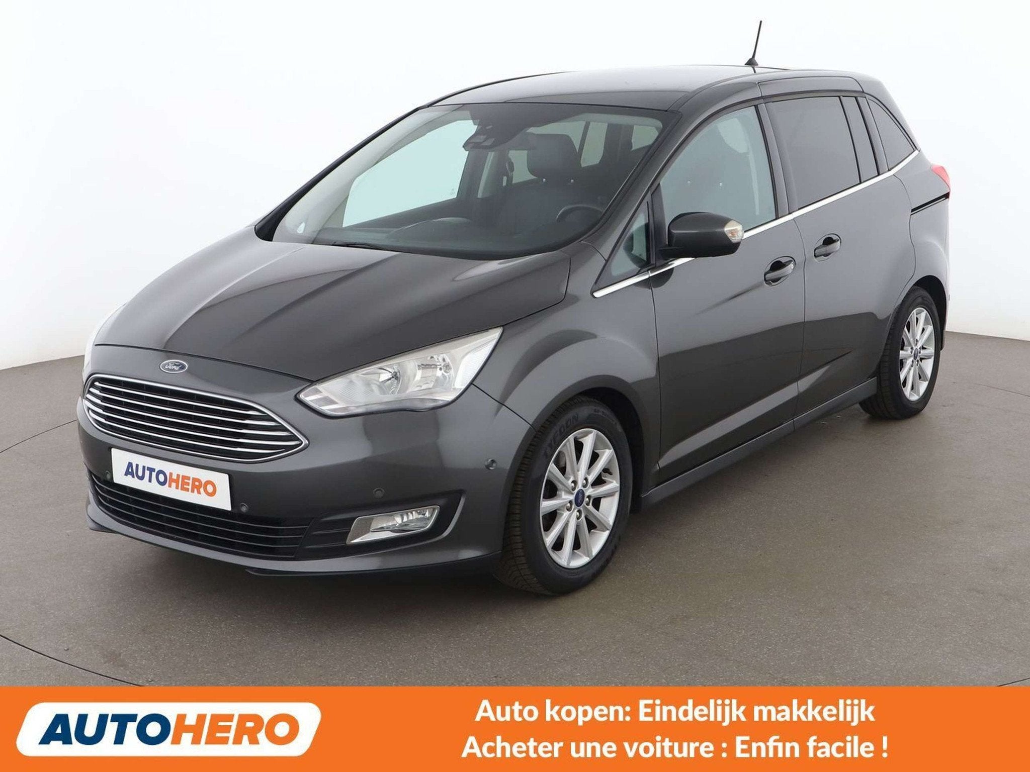 Ford Grand C-Max 1.5 EcoBoost Titanium (bj 2018, automaat), Auto's, Ford, LED verlichting, 1507 kg, Leder, 5 zetels