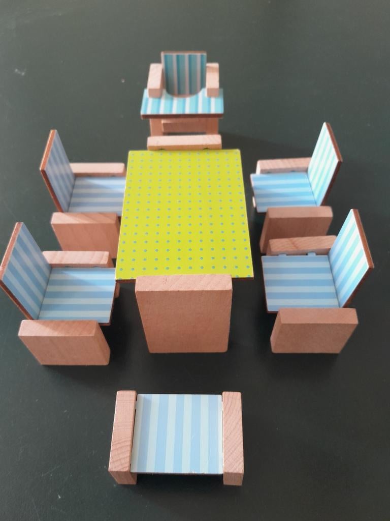 Haba tafel en stoelen + kinderstoel, Verzamelen, Ophalen of Verzenden