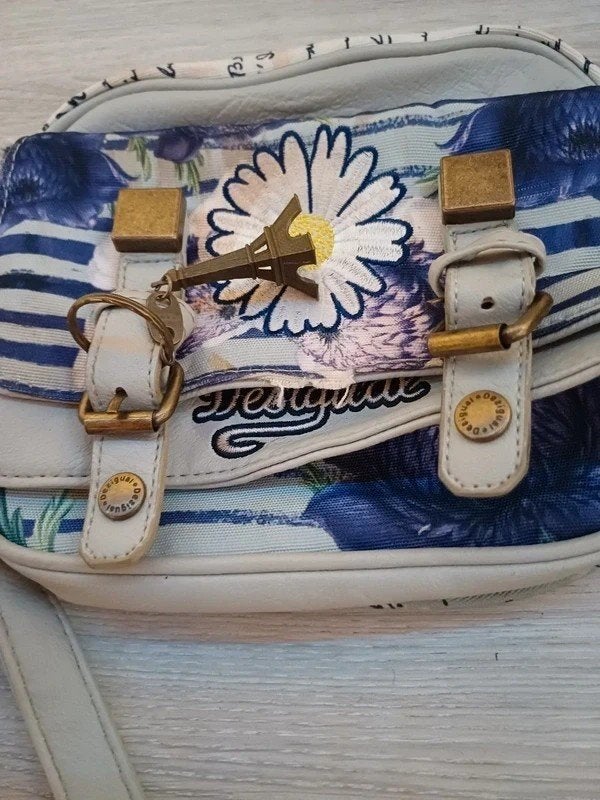 Desigual vintage blauw-witte schoudertas -, Verzenden, Zo goed als nieuw, Blauw, Overige merken
