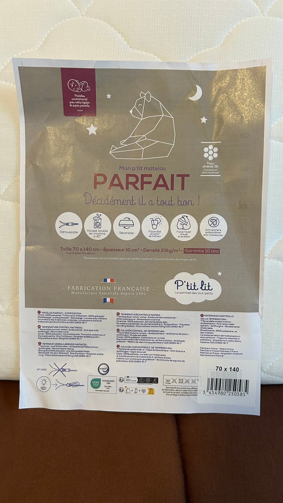Matelas 70x140cm neuf de marque p’tit lit, Enfants & Bébés, Neuf, Matelas, 70 à 85 cm, Enlèvement