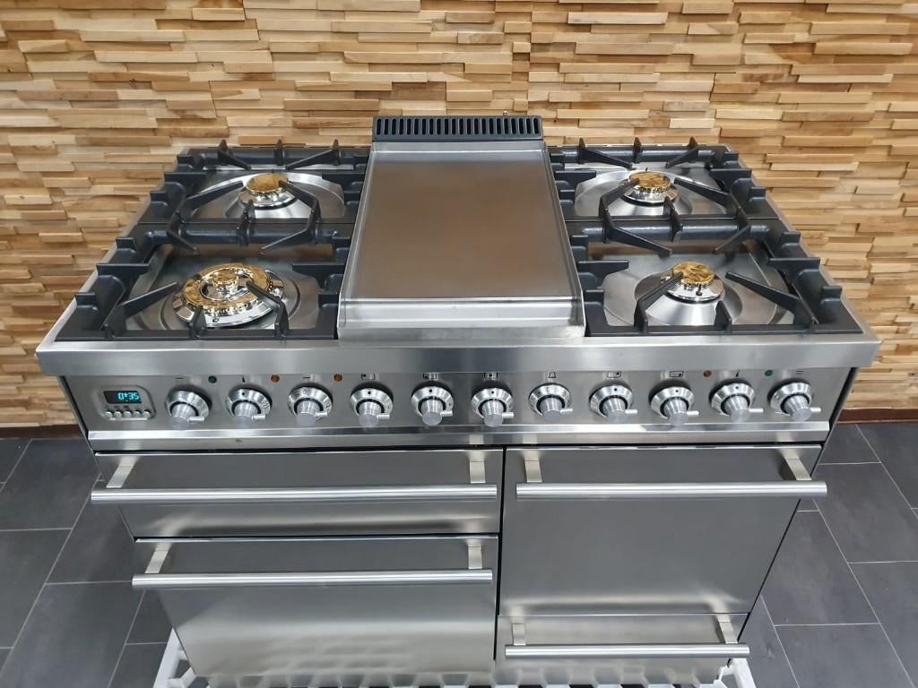 🔥Luxe Boretti Quadra Fornuis 100cm RVS  3 ovens ! Frytop, Ophalen, 60 cm of meer, Grill, Zo goed als nieuw