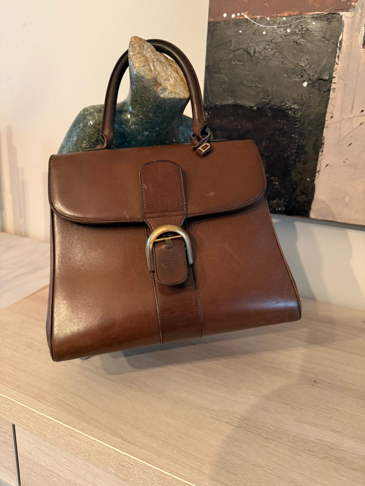Delvaux brilliant, Handtassen en Accessoires, Tassen | Damestassen, Ophalen, Gebruikt, Bruin, Handtas