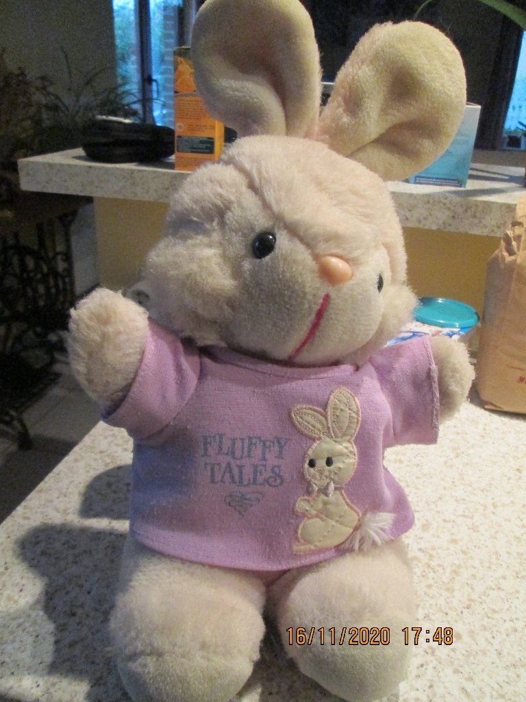 Lapin peluche blanc et rose	., Enfants & Bébés, Jouets | Peluches, Lapin, Autres marques, Rose, Utilisé