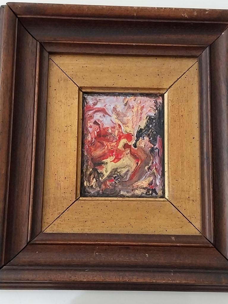 Mooi werkje op oude kader 30cm op 27 ( ART BY .EM. ), Antiek en Kunst, Ophalen