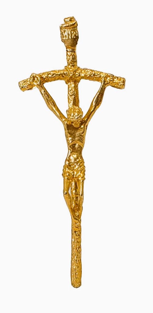 Croix italienne, en métal doré., Enlèvement ou Envoi, Comme neuf