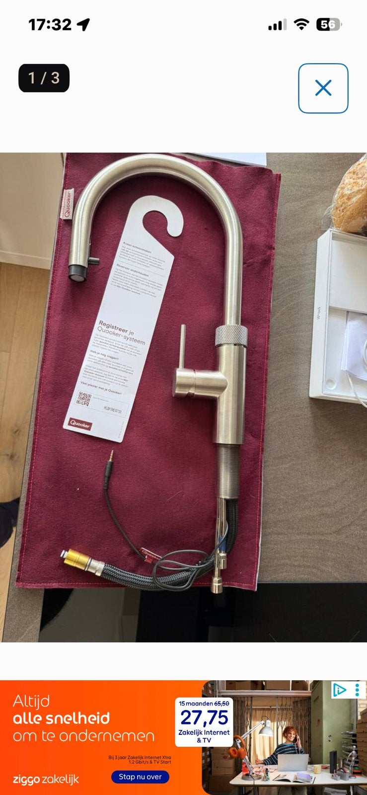 Quooker Pro 3 Flex rvs 3 in 1 kraan, Doe-het-zelf en Bouw, Sanitair, Ophalen, Nieuw, Kraan