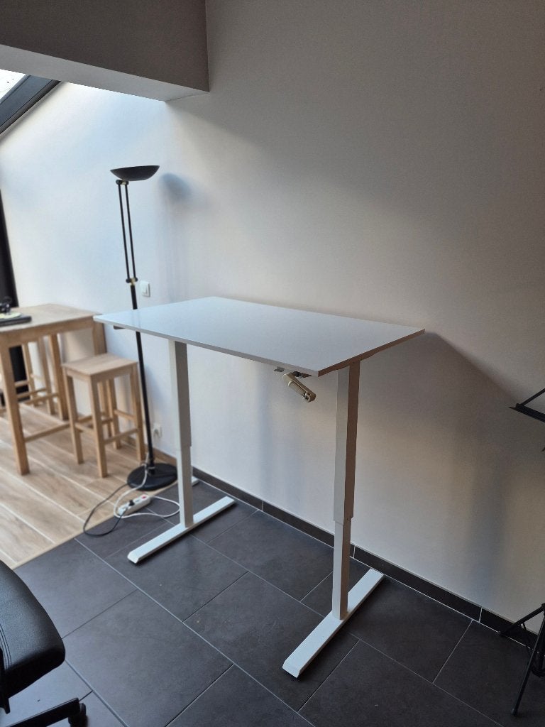 Wit bureau met verstelbare hoogte, Huis en Inrichting, Ophalen, Zit-sta bureau, 120 cm, Hout