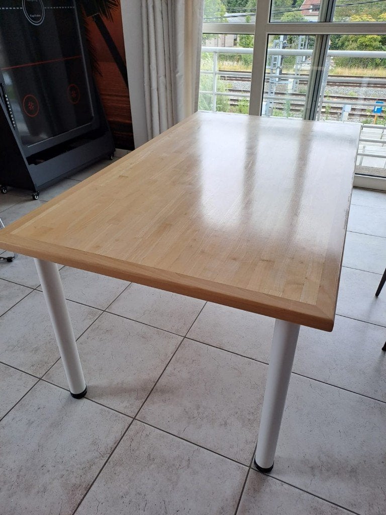 Tafel vervaardigd door schrijnwerker, Huis en Inrichting, Ophalen, Gebruikt, 50 tot 100 cm, Vijf personen of meer