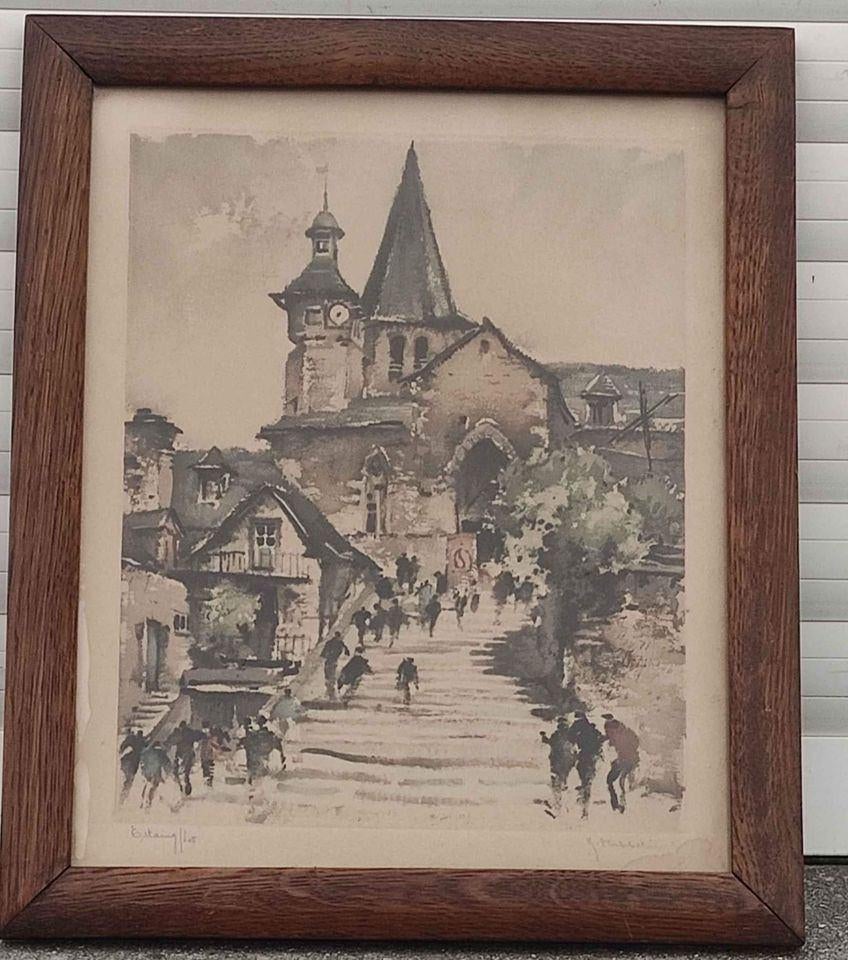 Gravure Estaing lot signe Roger hebbelinck, Enlèvement ou Envoi, Gravure