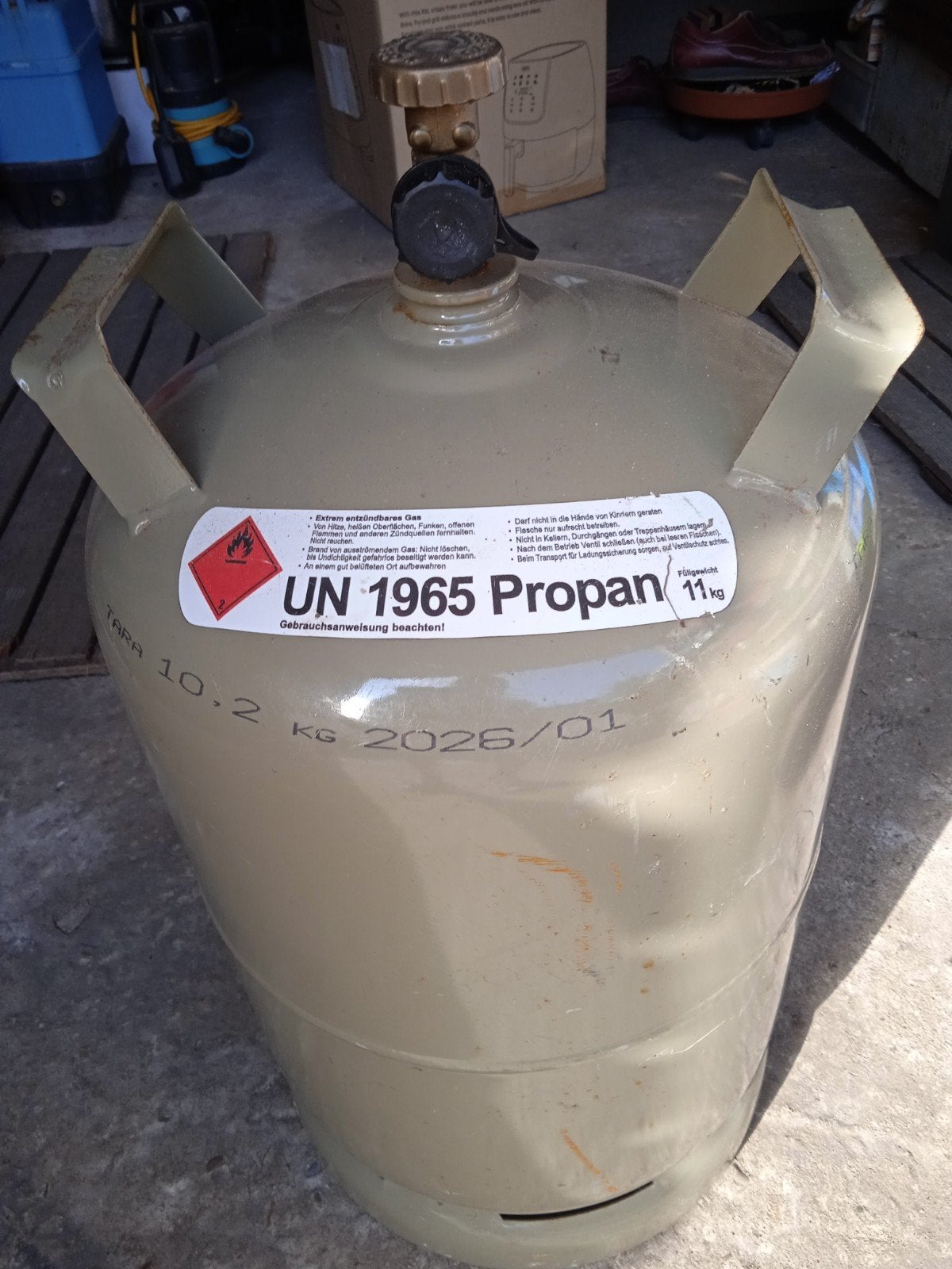 propaan gas fles leeg, Ophalen