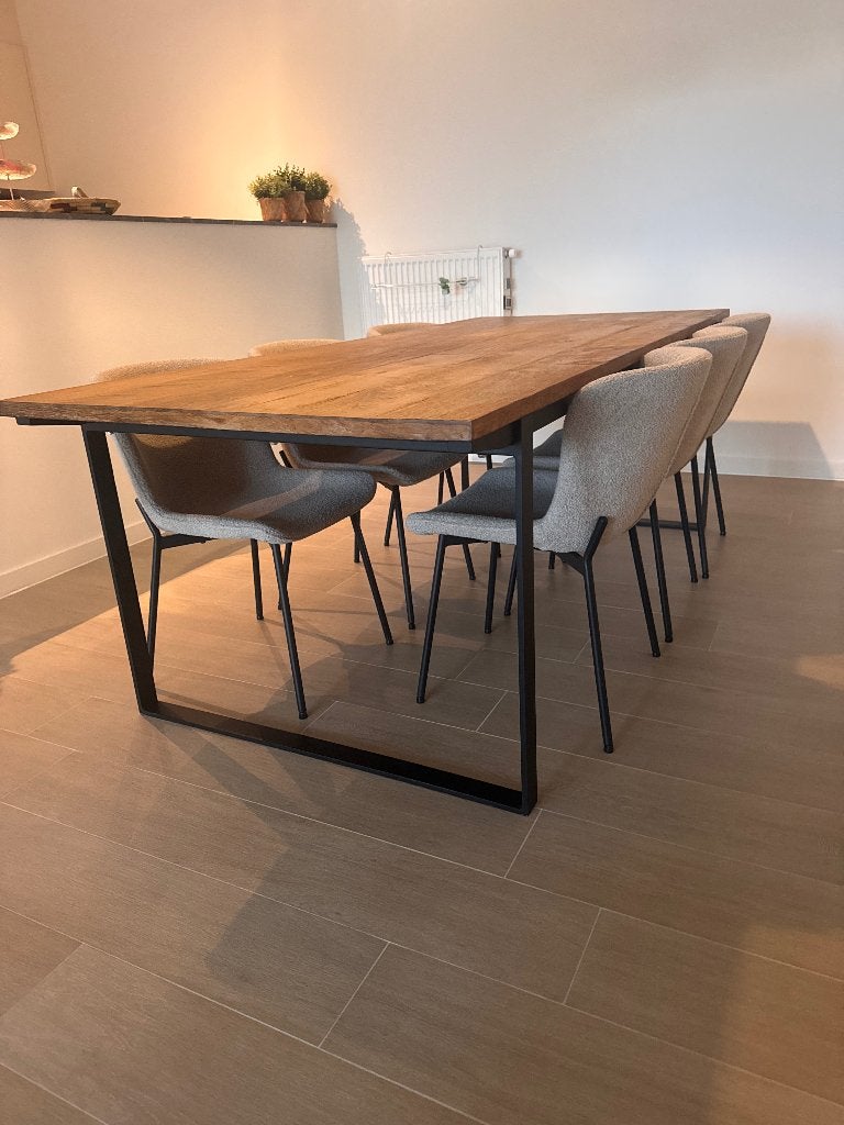 Set tafel en 6 stoelen, Huis en Inrichting, Tafels | Eettafels, Gebruikt, 100 tot 150 cm, 200 cm of meer, Vijf personen of meer
