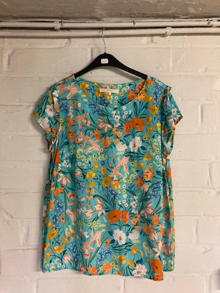 Groen gebloemde zomerbloes, Comme ça, mt 40 weinig gedragen, Kleding | Dames, Maat 38/40 (M), Zo goed als nieuw, Groen, Comme ça