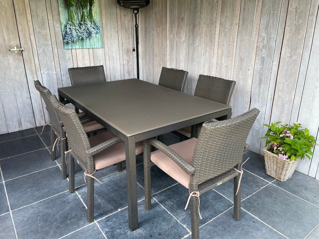 Tuintafel met 6 stoelen, Enlèvement, Utilisé, Rectangulaire, Aluminium