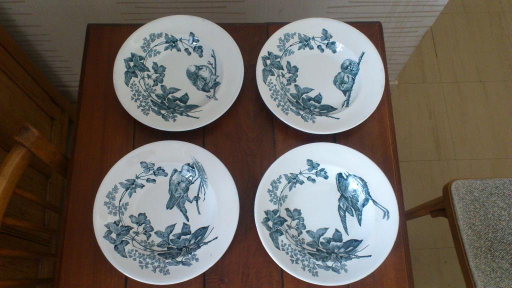 Lot de 4 assiettes semi creuse longwy début XXè, Enlèvement ou Envoi, Comme neuf, Autres matériaux, Assiette ou Plat